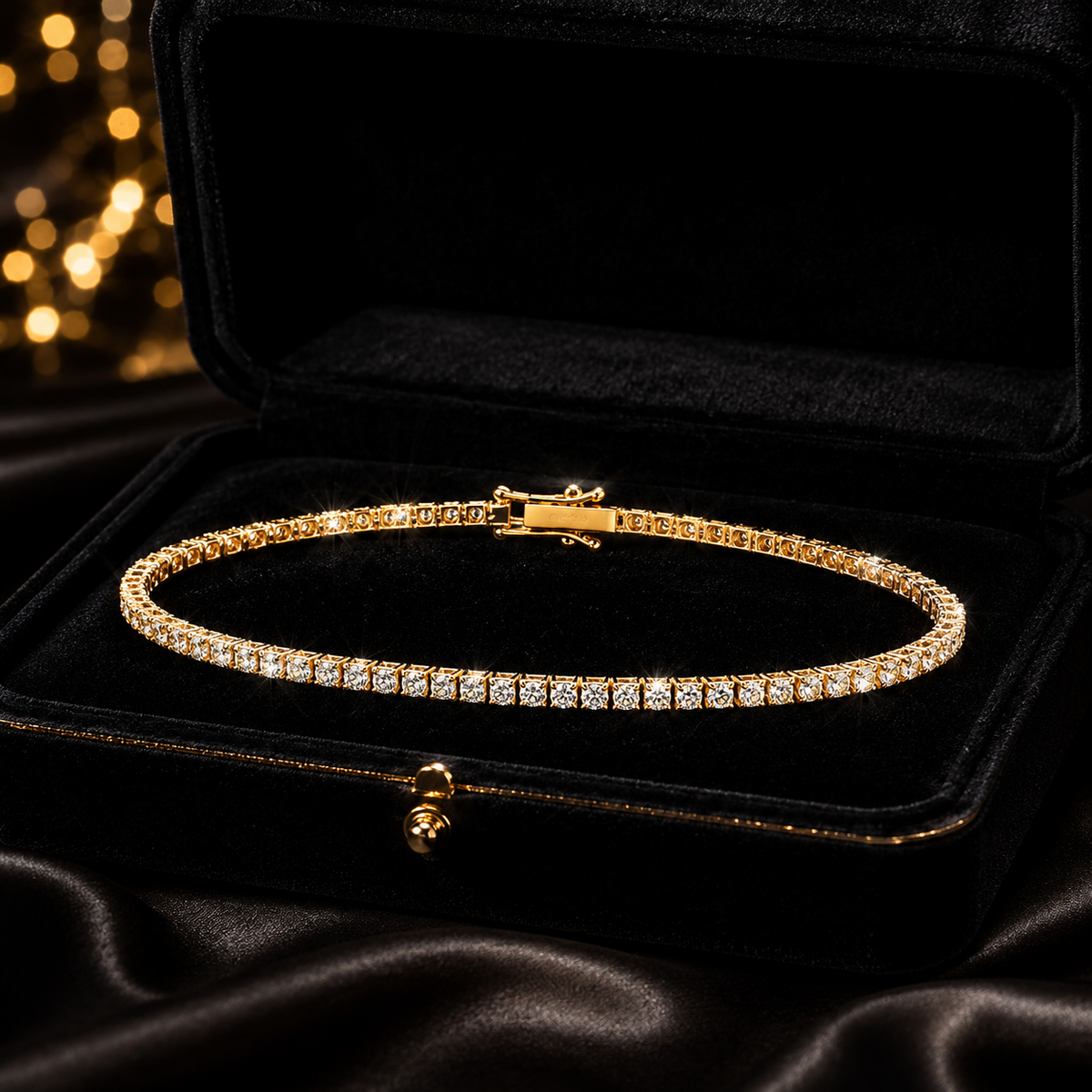 Natural Diamond 18ct Yellow Gold Tennis Bracelet 750 Hallmarked British Made