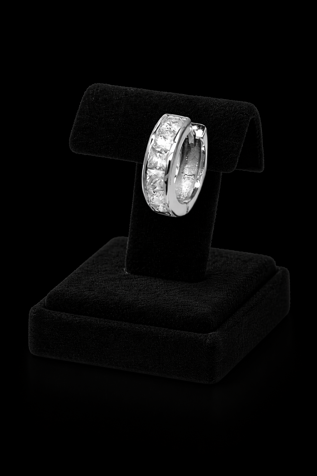 Mens Huggie Hoop Earring Cubic Zirconia Sterling Silver Gents 925 Hallmark