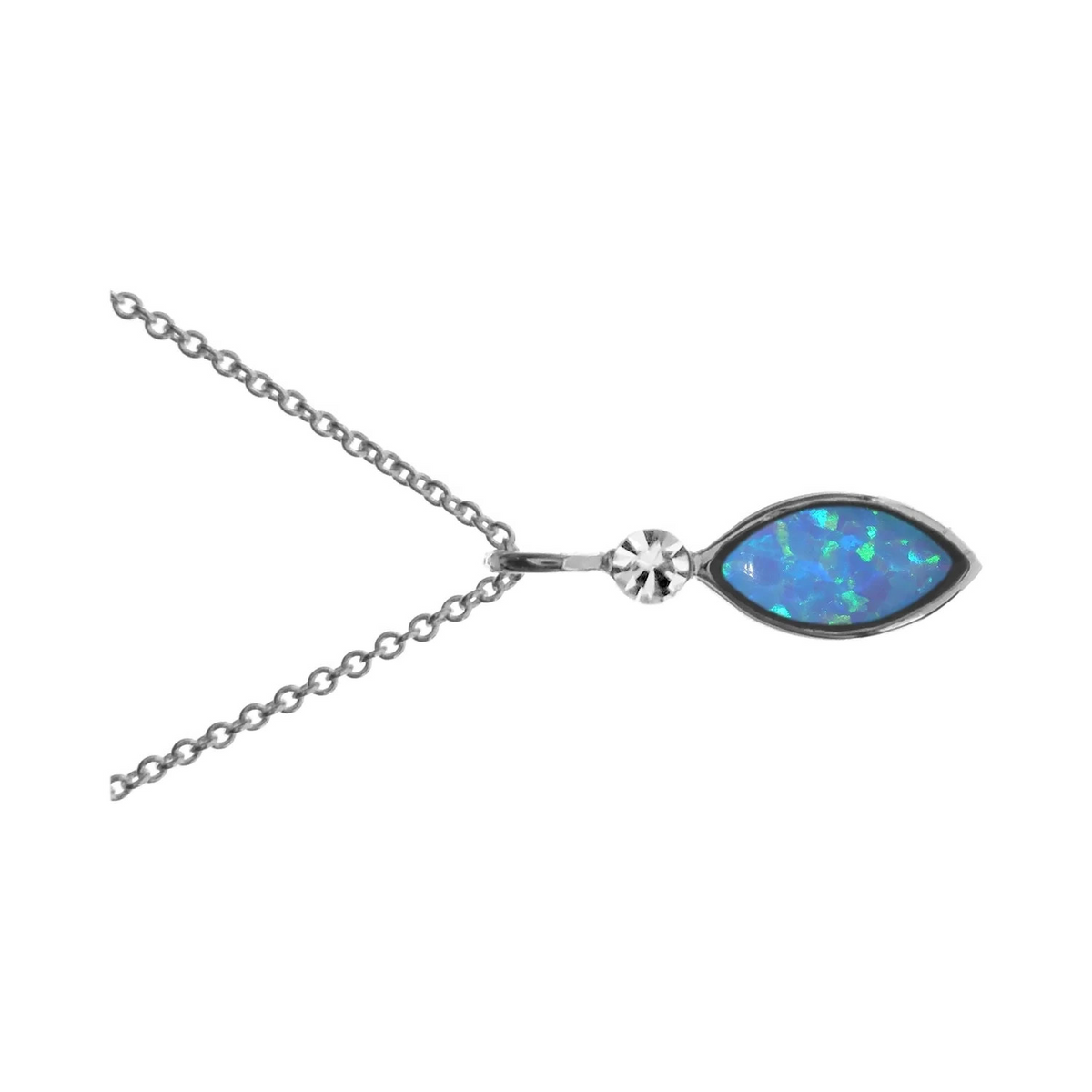 Marquise Natural Opal Necklace Solid Sterling Silver 925 Hallmarked British Made