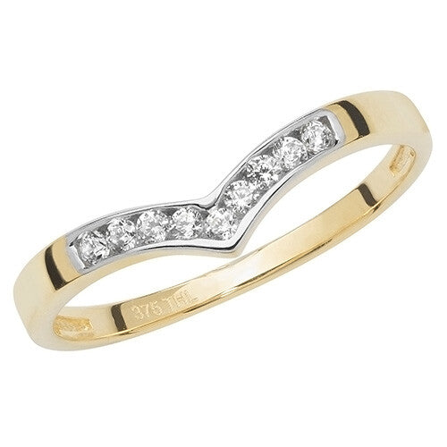 Gold Gemstone Wishbone Ring 9ct Yellow Gold Hallmarked Sizes J - R