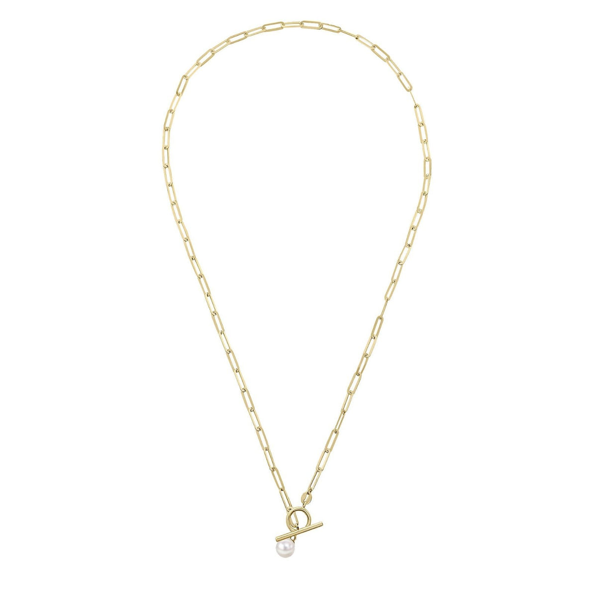 T Bar Pearl Necklace 9ct Yellow Gold 375 Hallmarked British Made Length 46cm