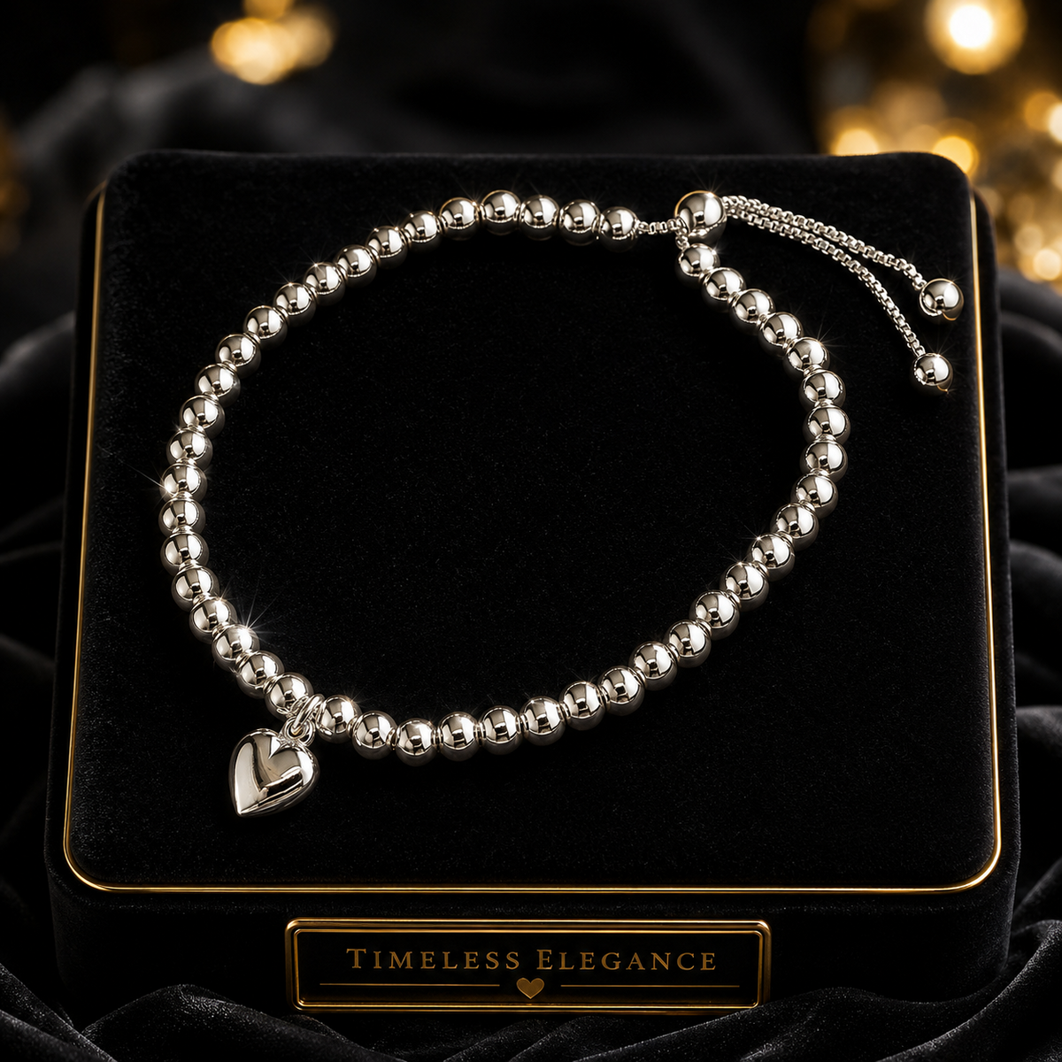 Bead Slider Heart Bracelet Sterling Silver 925 Hallmarked Brand New Boxed 24cm