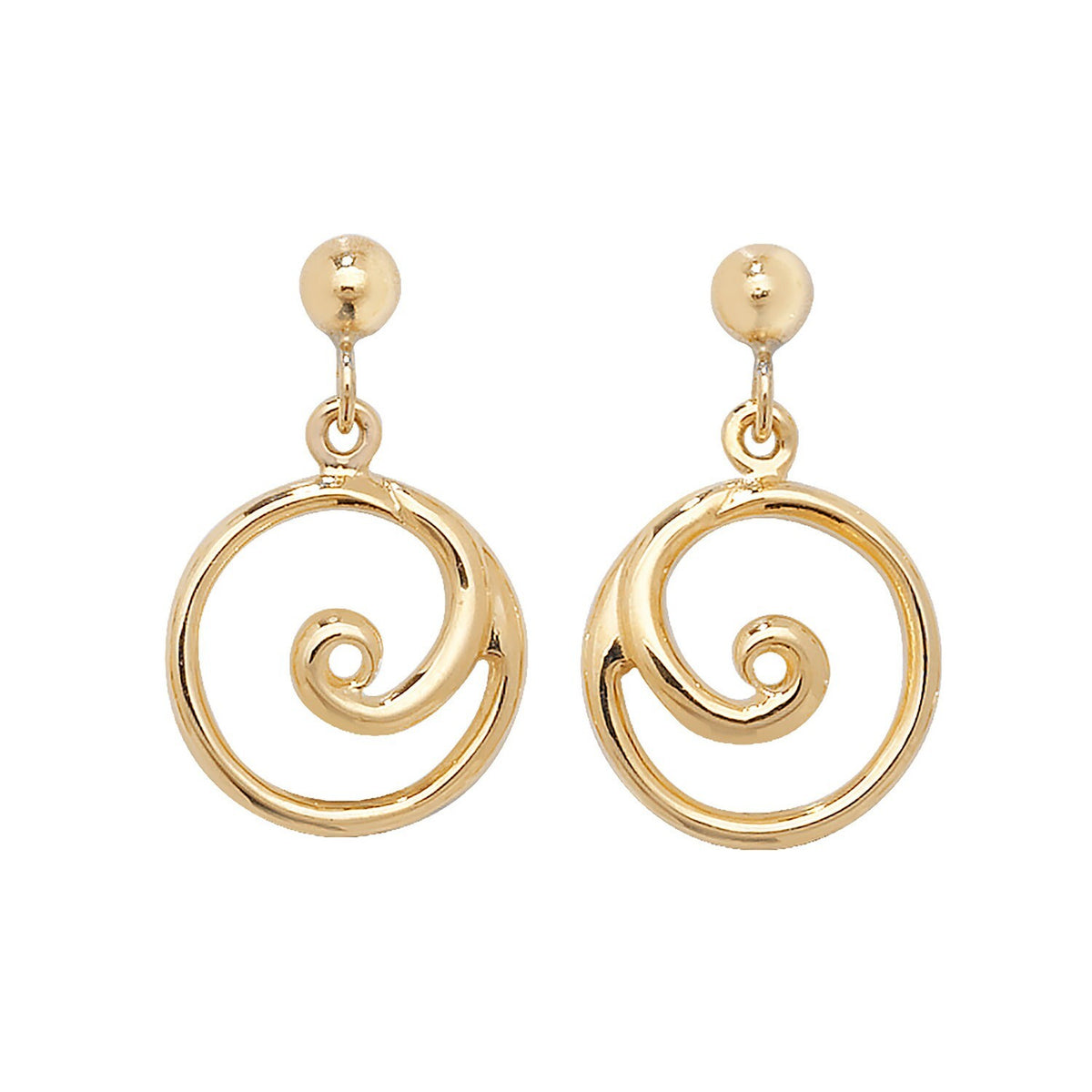 Organic Swirl Drop Earrings 9ct Yellow Gold 375 Hallmarked Brand New Boxed