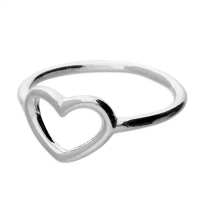 Open Heart Ring Sterling Silver 925 Hallmarked British Made Size K - R