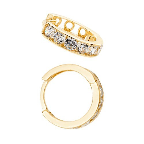 Mens 6 Stone Huggie Hoop Earring 9ct Yellow Gold 375 Hallmarked Brand New Boxed