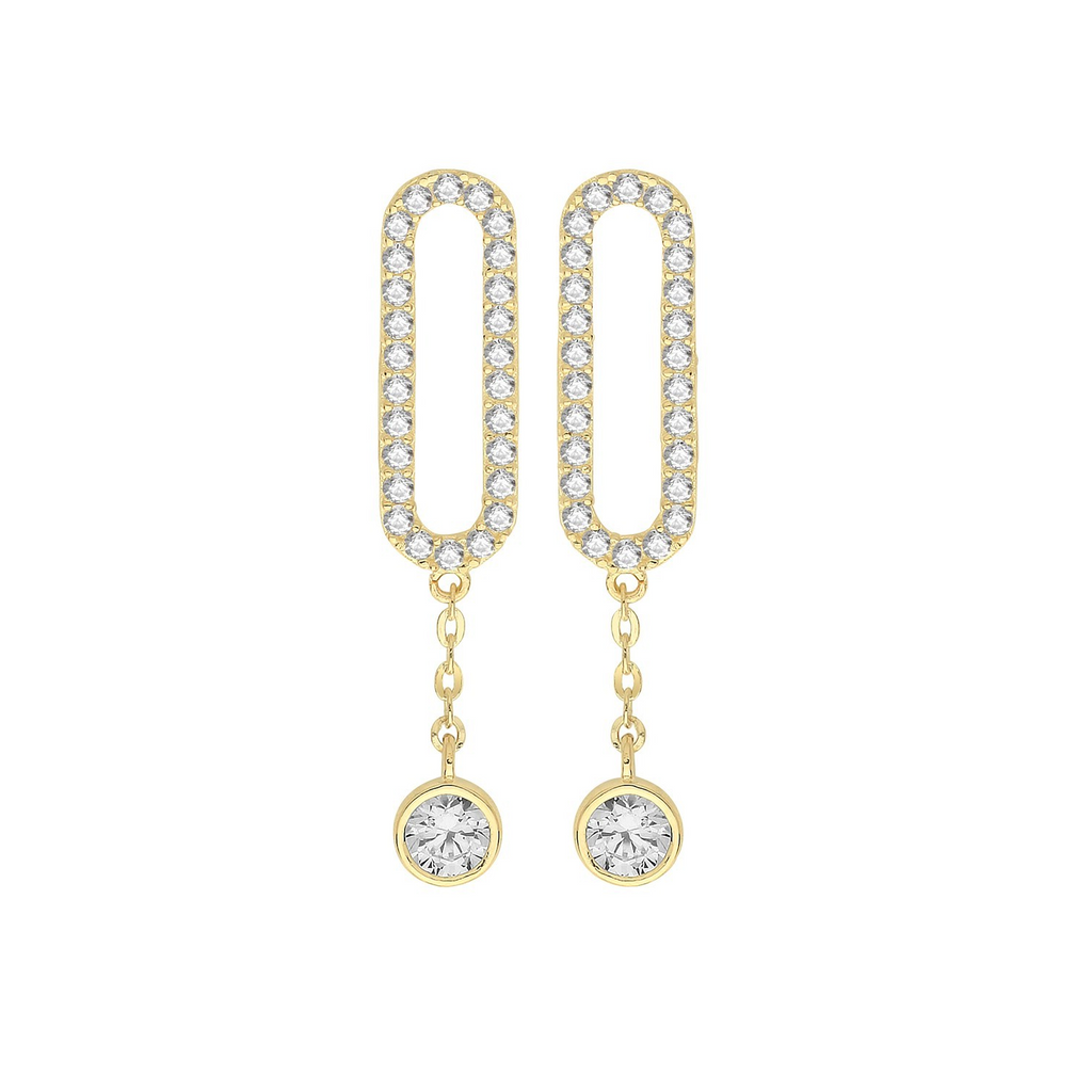 27 Stone Oval Drop Earrings 9ct Yellow Gold 375 Hallmarked Brand New Boxed
