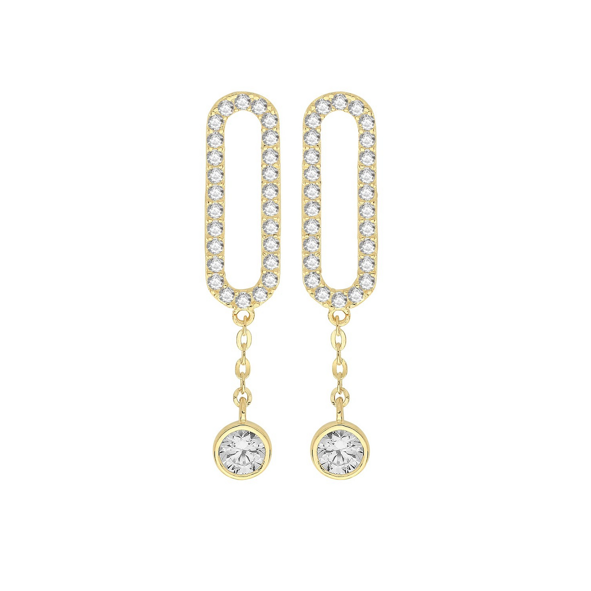 27 Stone Oval Drop Earrings 9ct Yellow Gold 375 Hallmarked Brand New Boxed
