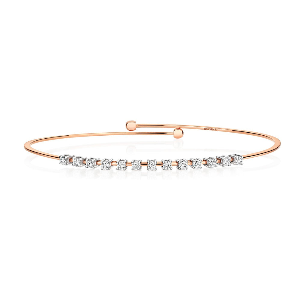 13 Natural Diamond 18ct Rose Gold Bangle 375 Hallmarked British Made