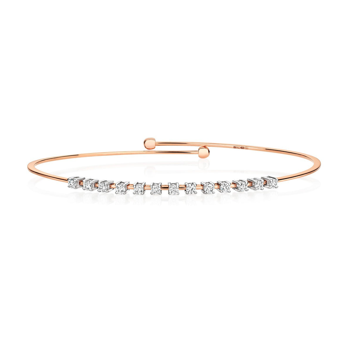 13 Natural Diamond 18ct Rose Gold Bangle 375 Hallmarked British Made