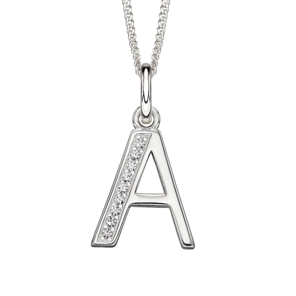 A - Z Necklace Channel Set Sterling Silver British Made 925 Hallmarked Brand New
