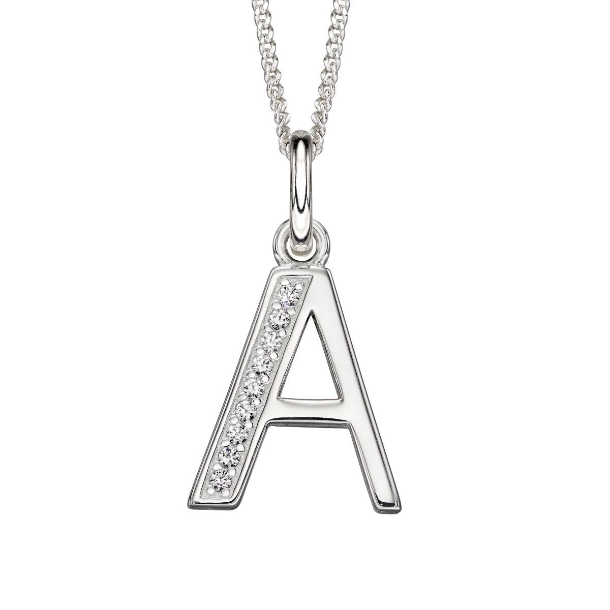 A - Z Necklace Channel Set Sterling Silver British Made 925 Hallmarked Brand New
