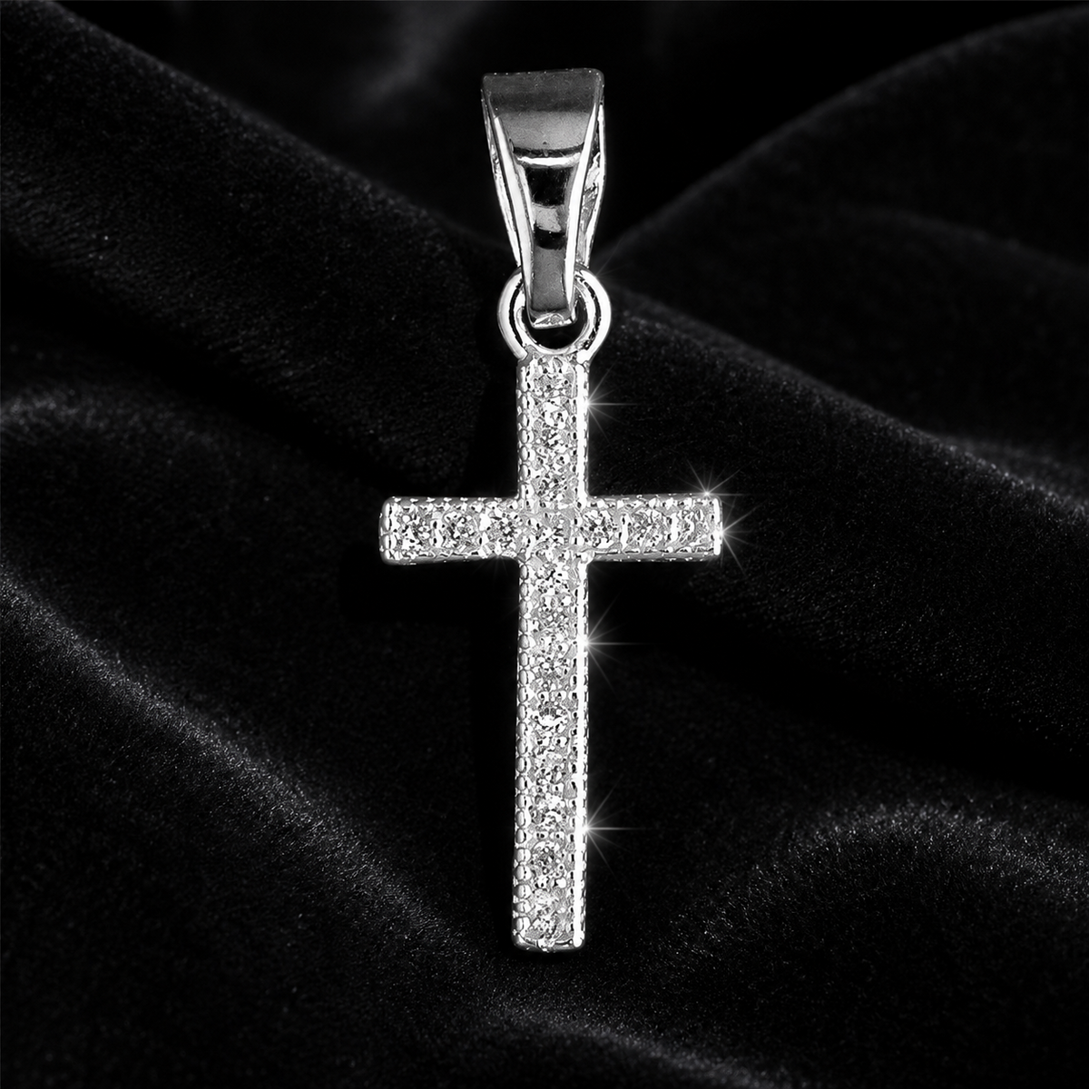 Zircon Cross Pendant Sterling Silver 925 Hallmarked All Chain Lengths Brand New