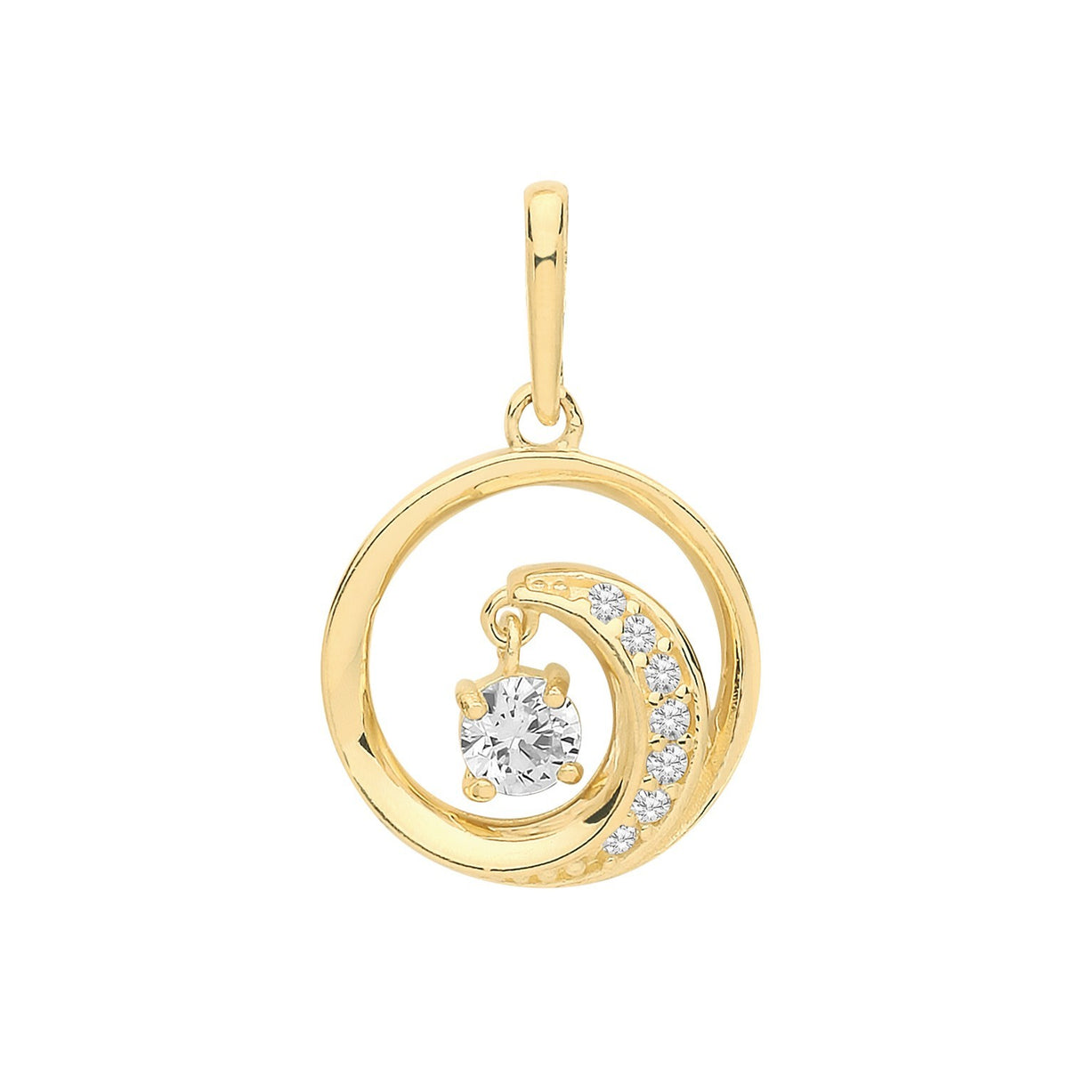 Prong Swirl 9ct Yellow Gold Pendant 375 Hallmarked All Chain Lengths