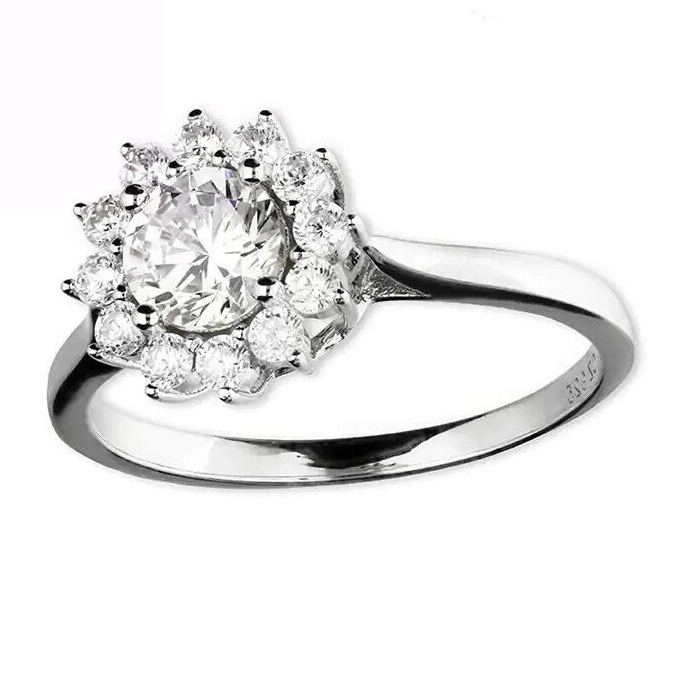 Flower Halo Ring Sterling Silver 925 Hallmarked British Made Size M - R
