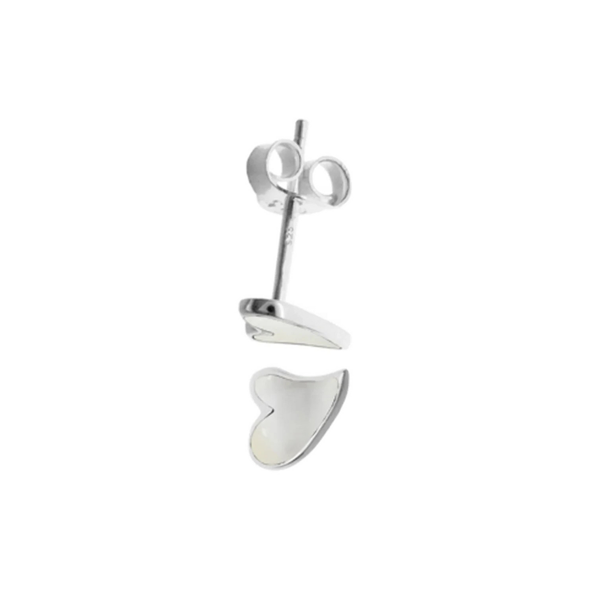 Curved Natural Heart Pearl Earrings Sterling Silver 925 Hallmarked British Made