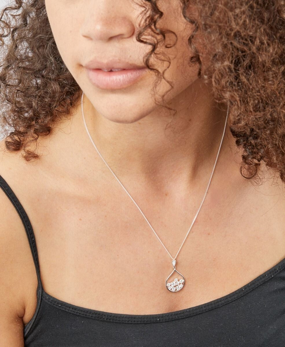 Scattered Teardrop Pendant Sterling Silver 925 Hallmarked All Chain Lengths