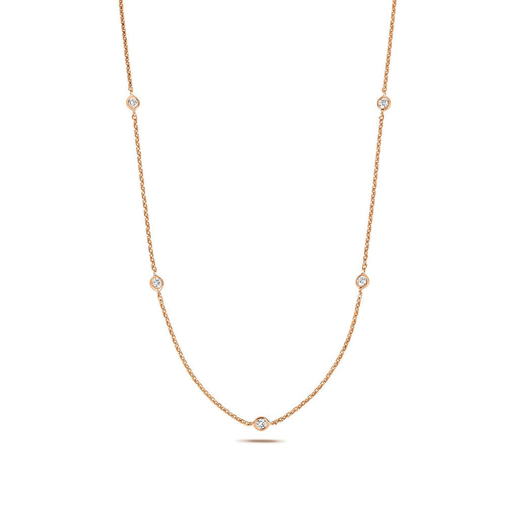 5 Flush Natural Diamond Necklace 18ct Rose Gold Hallmarked British Made