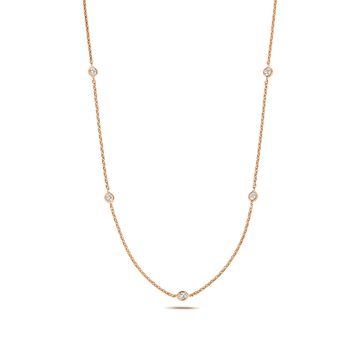 5 Flush Natural Diamond Necklace 18ct Rose Gold Hallmarked British Made