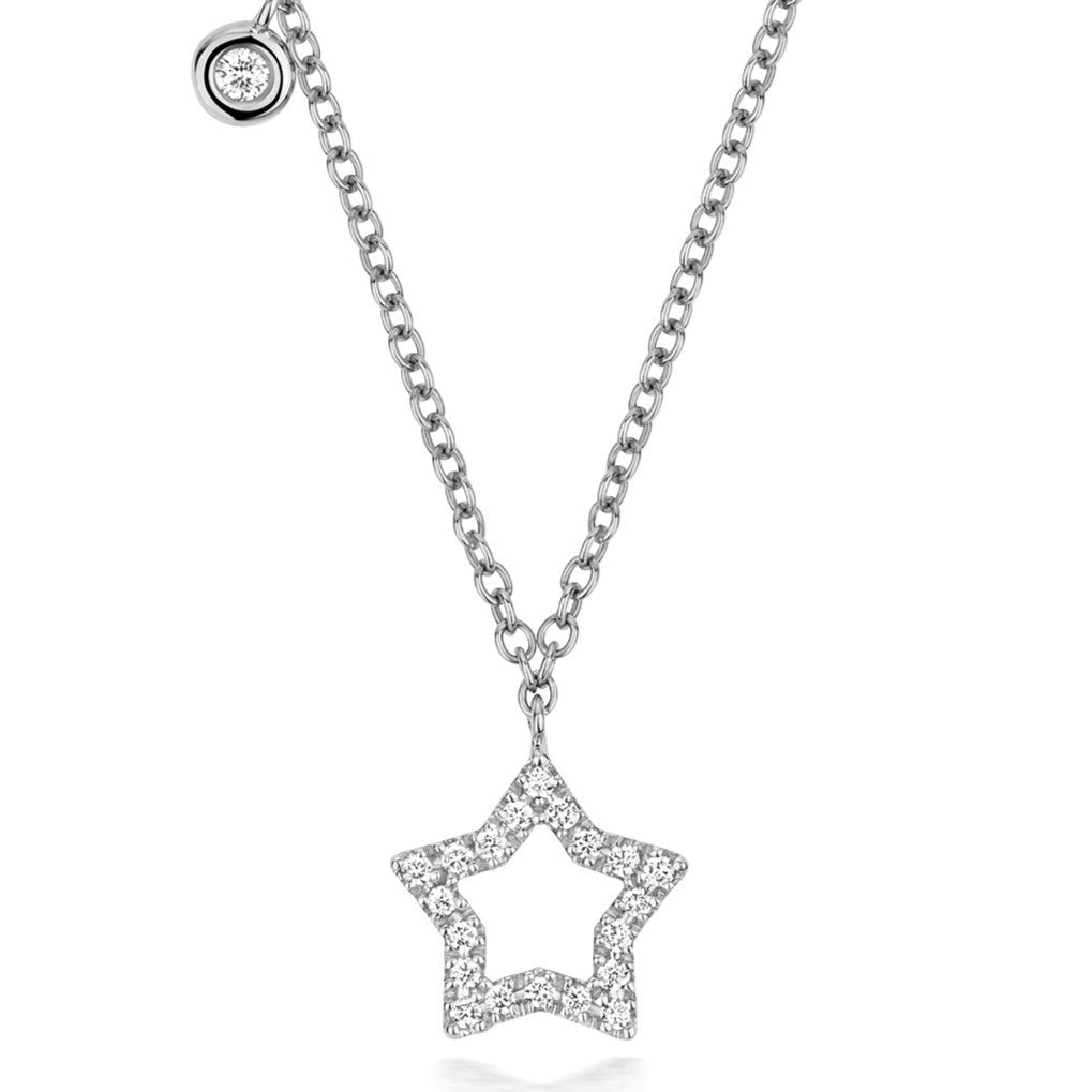 21 Natural Diamond Star Necklace 18ct White Gold Hallmarked British Made
