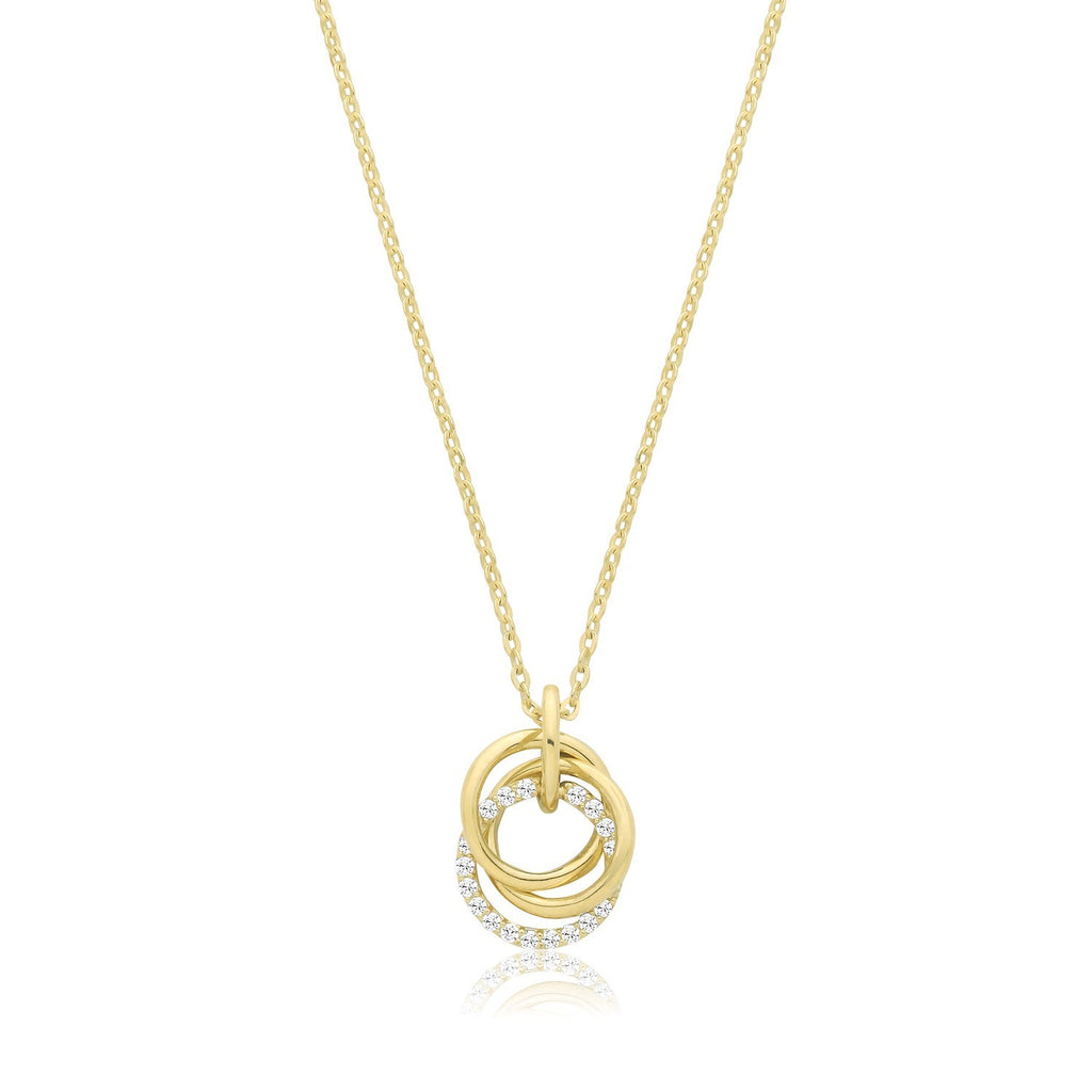 Ladies Interlocking Circle Necklace 9ct Yellow Gold 375 Hallmarked British Made
