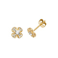 13 Stone Cluster Stud Earrings 9ct Yellow Gold 375 Hallmarked Brand New Boxed