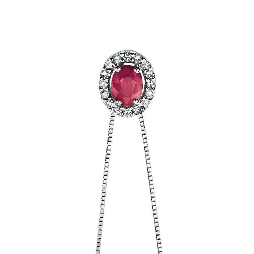 Oval Ruby and Diamond Pendant 9ct White Gold 375 Hallmarked British Made