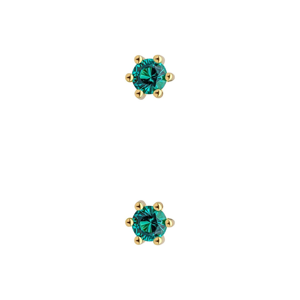 Green Crystal Stud Earrings 9ct Yellow Gold Plated Hallmarked Brand New Boxed