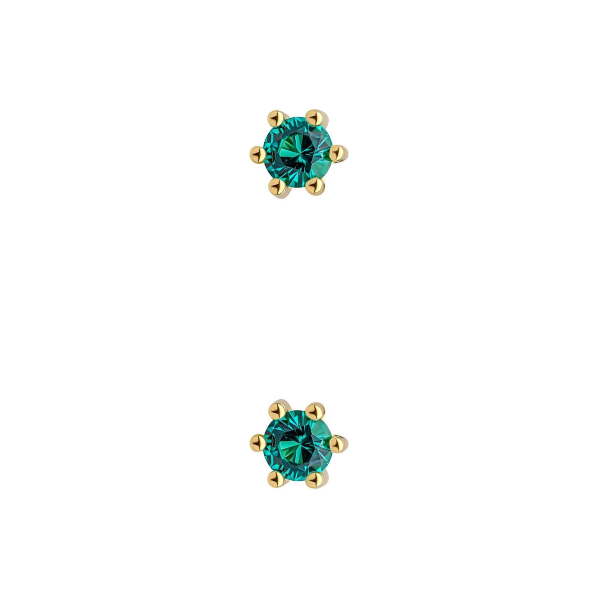 Green Crystal Stud Earrings 9ct Yellow Gold Plated Hallmarked Brand New Boxed