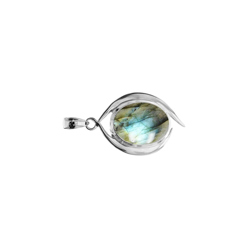 Labradorite Oval Pendant Sterling Silver 925 Hallmarked All Chain Lengths
