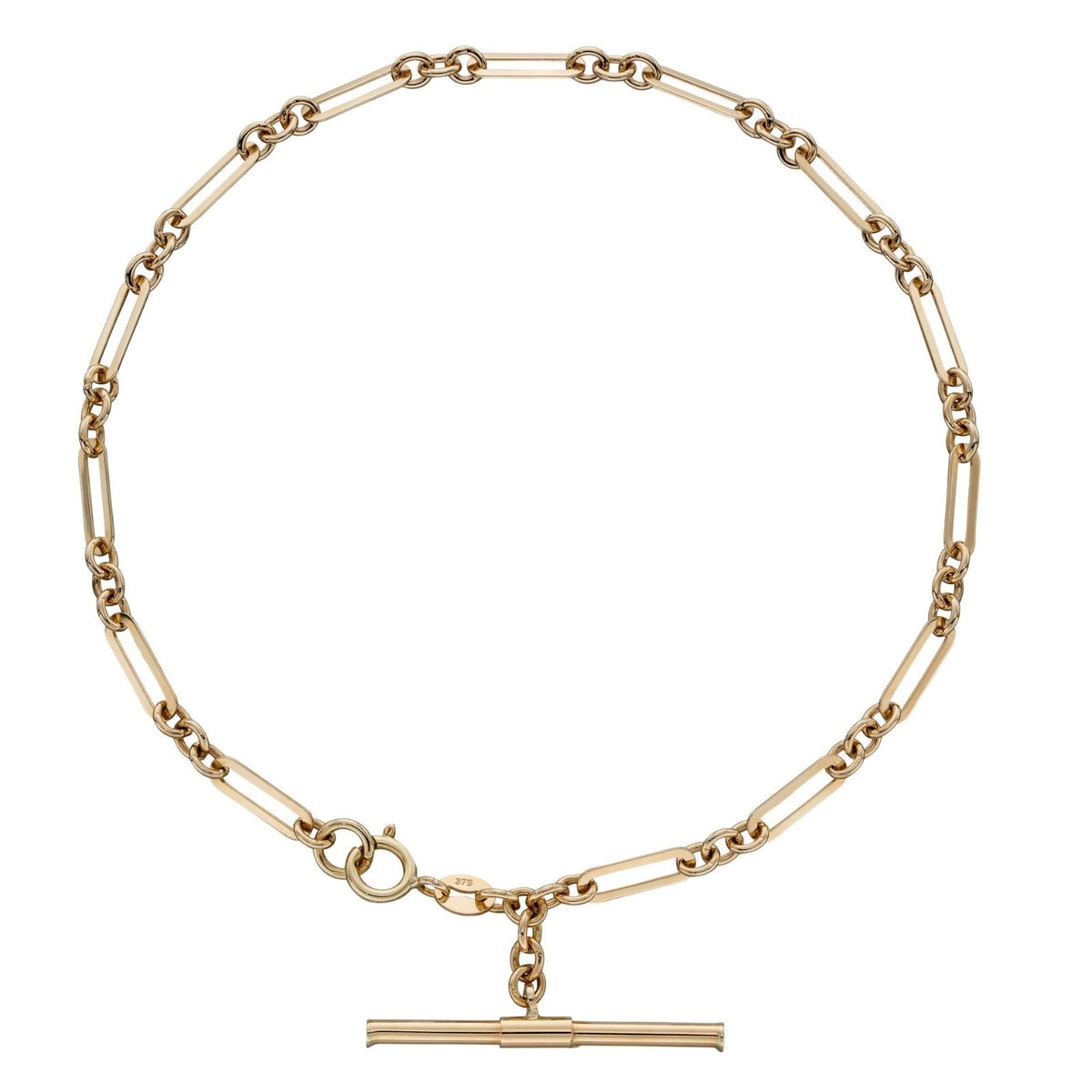 T Bar Chain Bracelet In 9ct Yellow Gold 375 Hallmarked British Made
