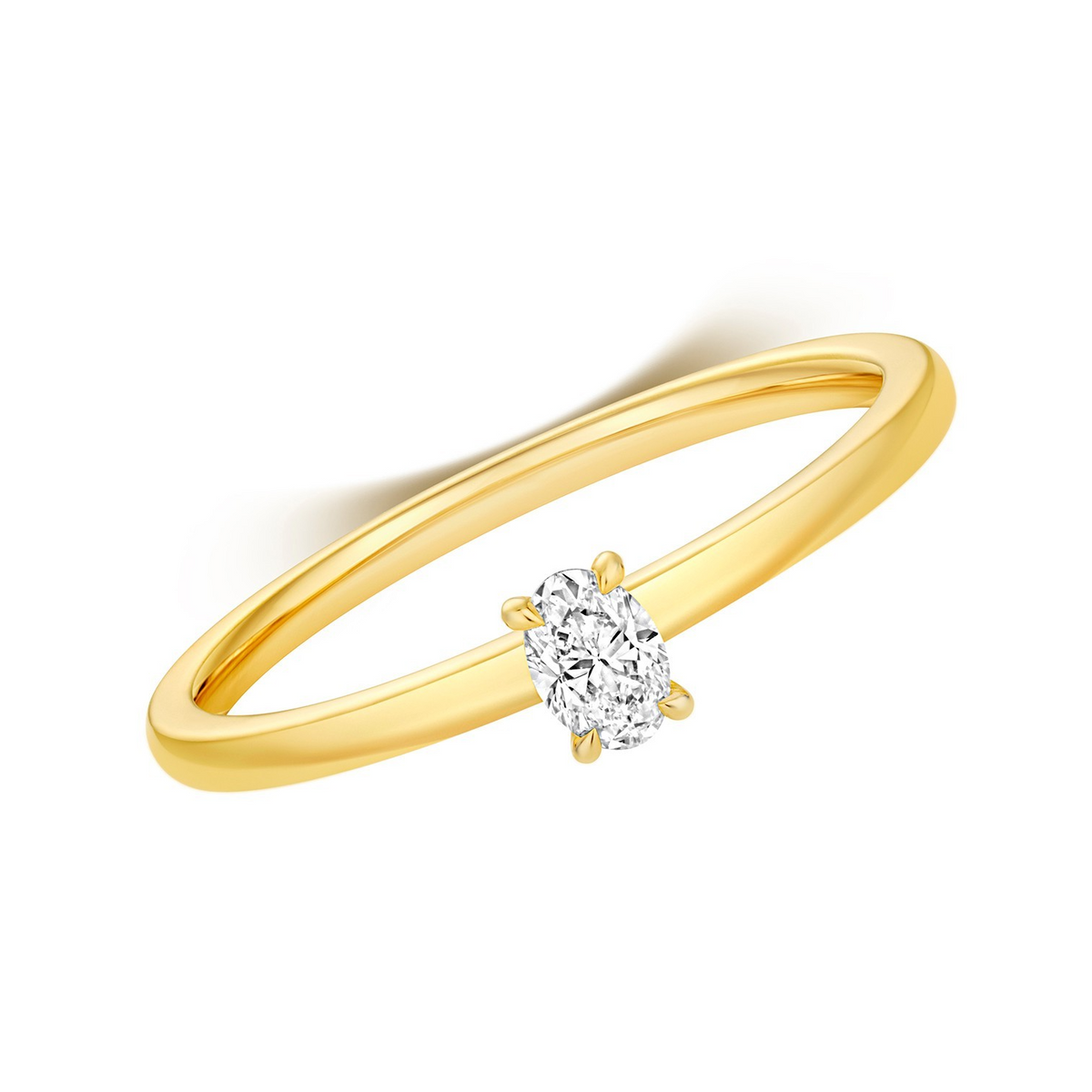 1 Natural Diamond Oval Solitaire Ring 18ct Yellow Gold Hallmarked Sizes K - N