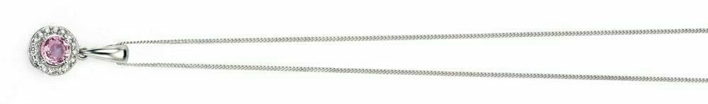 Pink Sapphire and Diamond Pendant 9ct White Gold 375 Hallmarked British Made