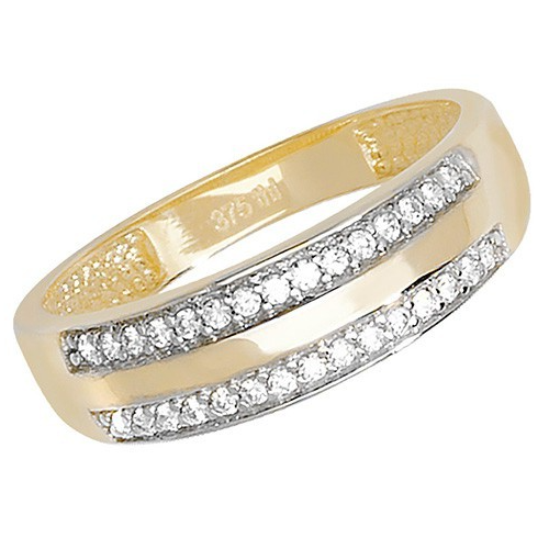 2 Row Band Ring 9ct Yellow Gold 375 Hallmarked Sizes J - S British Made