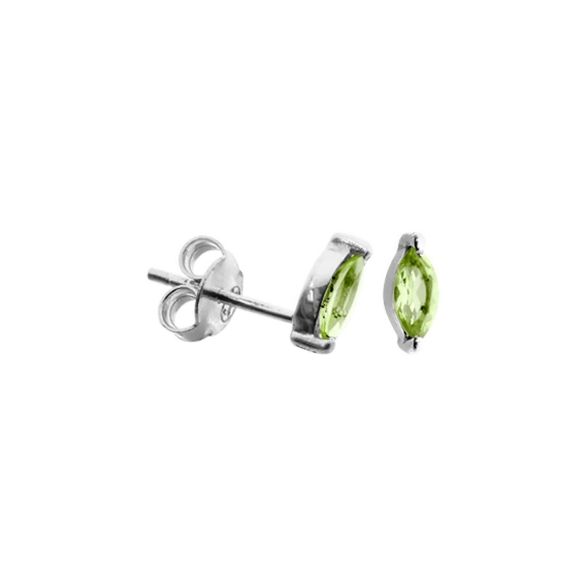 Natural Peridot Marquise Stud Earrings Sterling Silver 925 Hallmarked