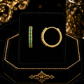 9ct Yellow Gold Emerald Hoop Earrings British Made 375 Hallmark Brand New Boxed