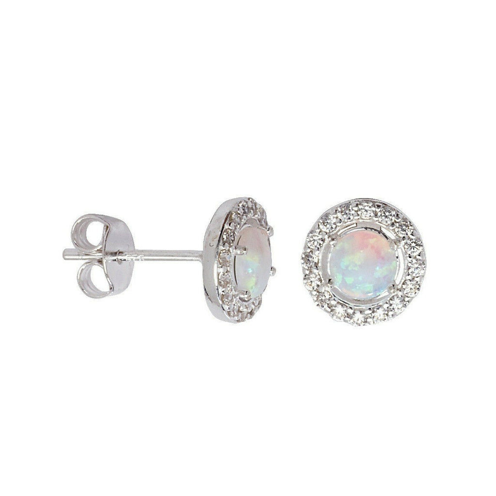 Natural Opal Earrings Solid Sterling Silver 925 Hallmark Brand New Boxed
