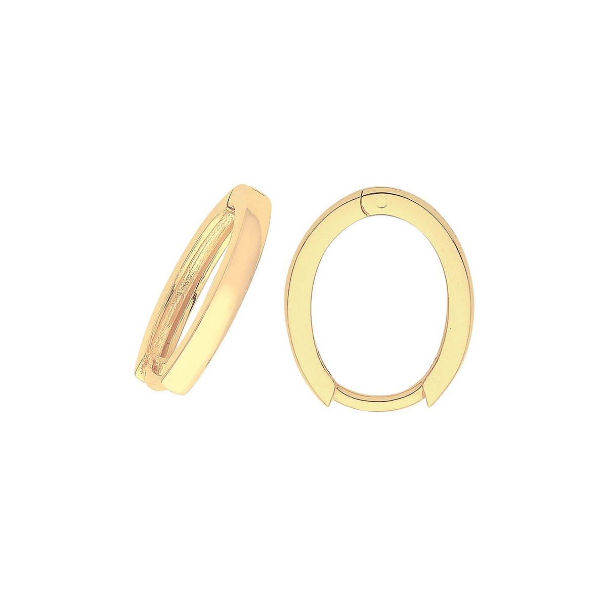 9ct Yellow Gold Oval Hoop Earrings British Made 375 Hallmarked Brand New Boxed
