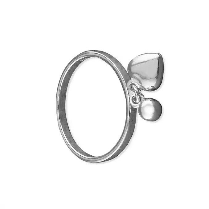 Heart Charm Band Ring Sterling Silver 925 Hallmarked British Made Size M - Q