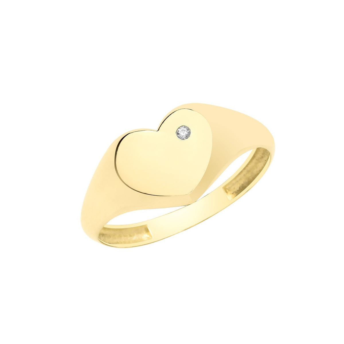 Gold Heart Signet Ring 9ct Yellow Gold Hallmarked Sizes G - T British Made