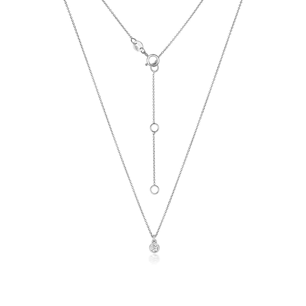 1 Natural Diamond Flush Necklace 18ct White Gold Hallmarked British Made