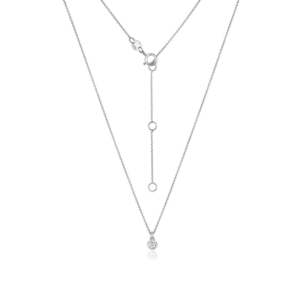 1 Natural Diamond Flush Necklace 18ct White Gold Hallmarked British Made