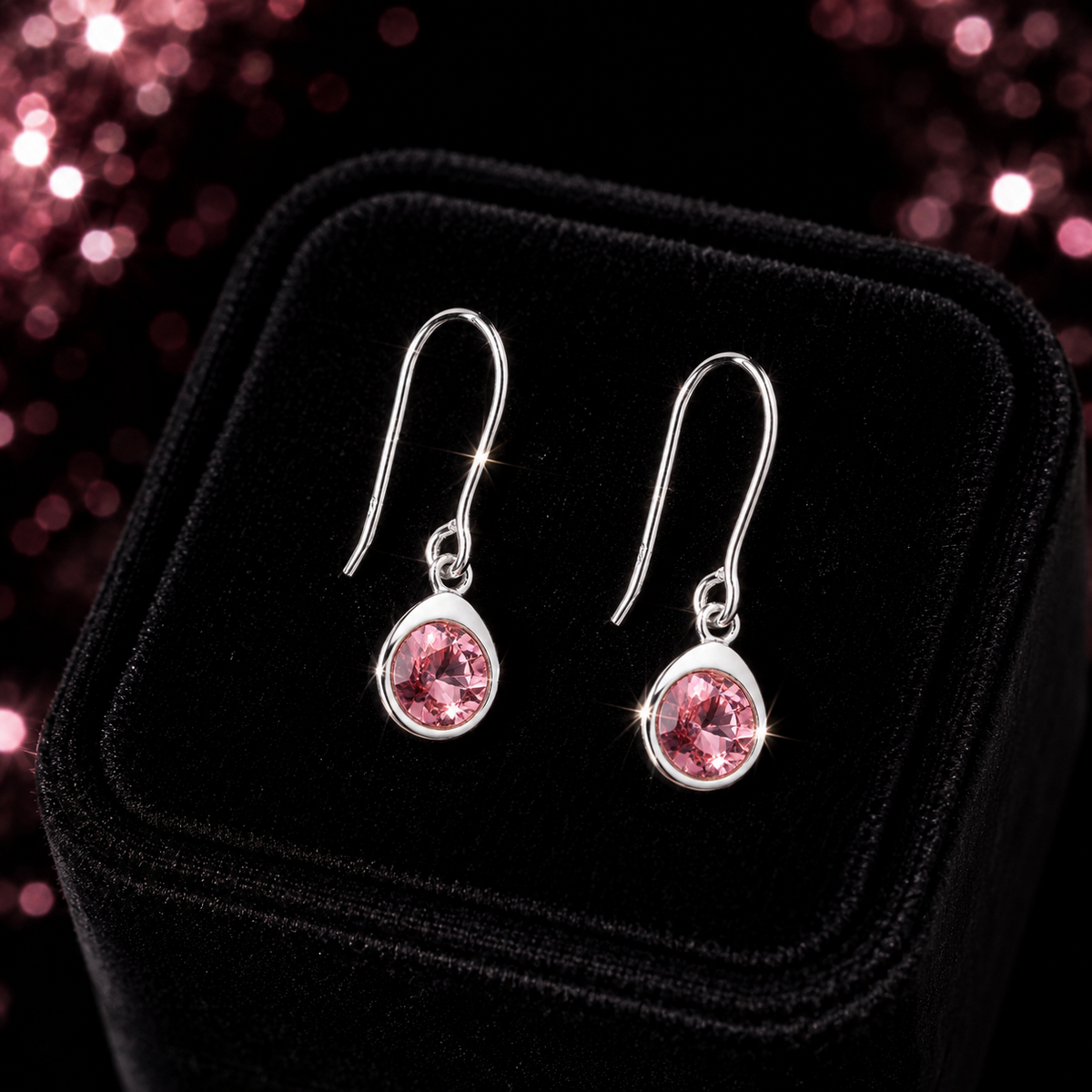 Pink Topaz Drop Earrings Sterling Silver 925 Hallmarked Brand New Boxed