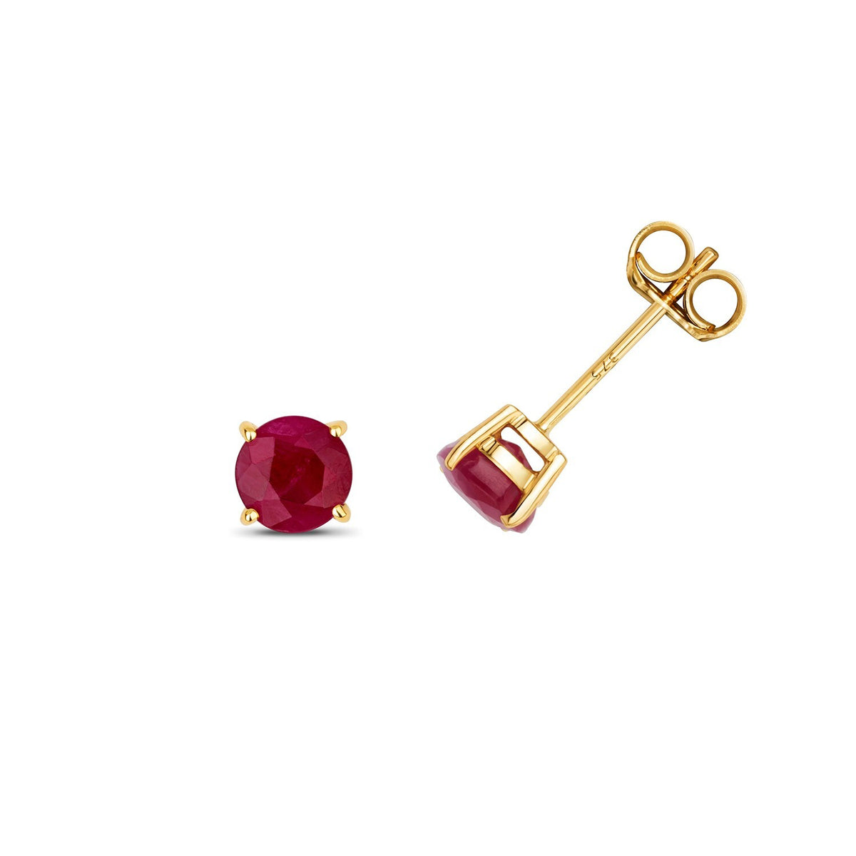 Yellow Gold 4 Claw Ruby Earrings 9ct 375 Hallmarked New Boxed British Made