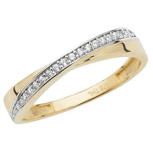 Crossover Gemstone Eternity Ring 9ct Yellow Gold 375 Hallmarked Sizes J - R