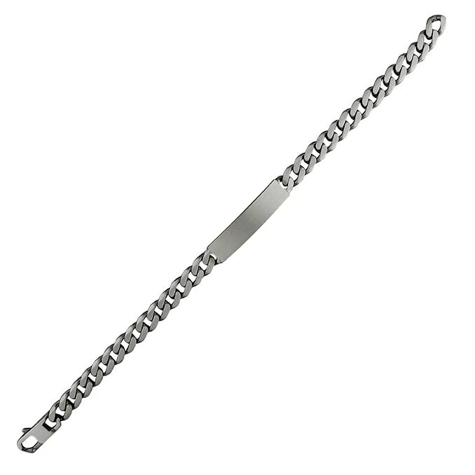 Gents Solid Sterling Silver Curb ID Chain Bracelet British Made 925 Hallmarked