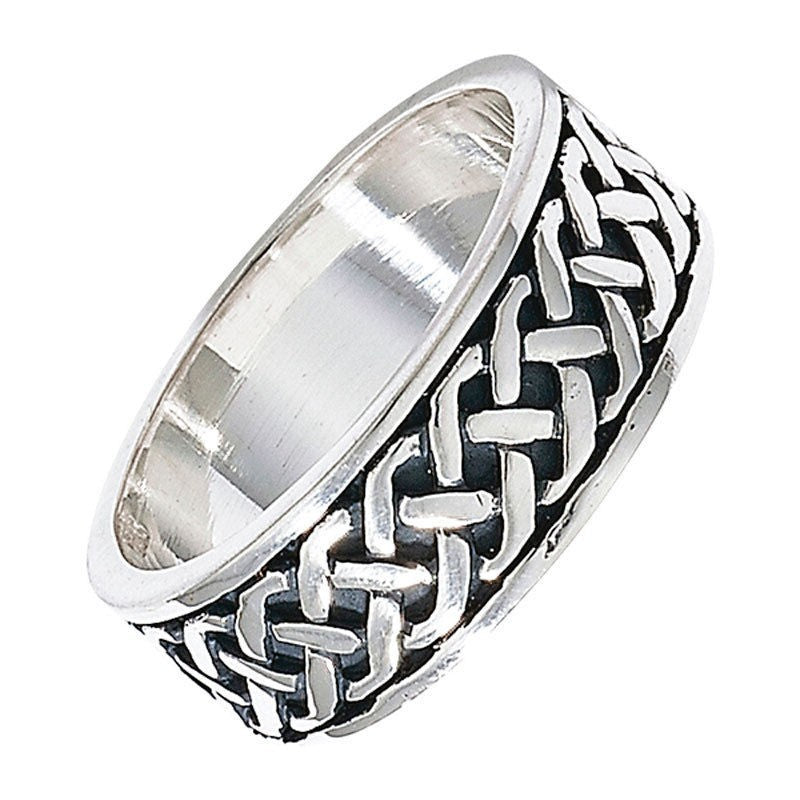 Men's Sterling Silver Celtic Ring Wedding Band Gents 925 Hallmark Sizes R - Z