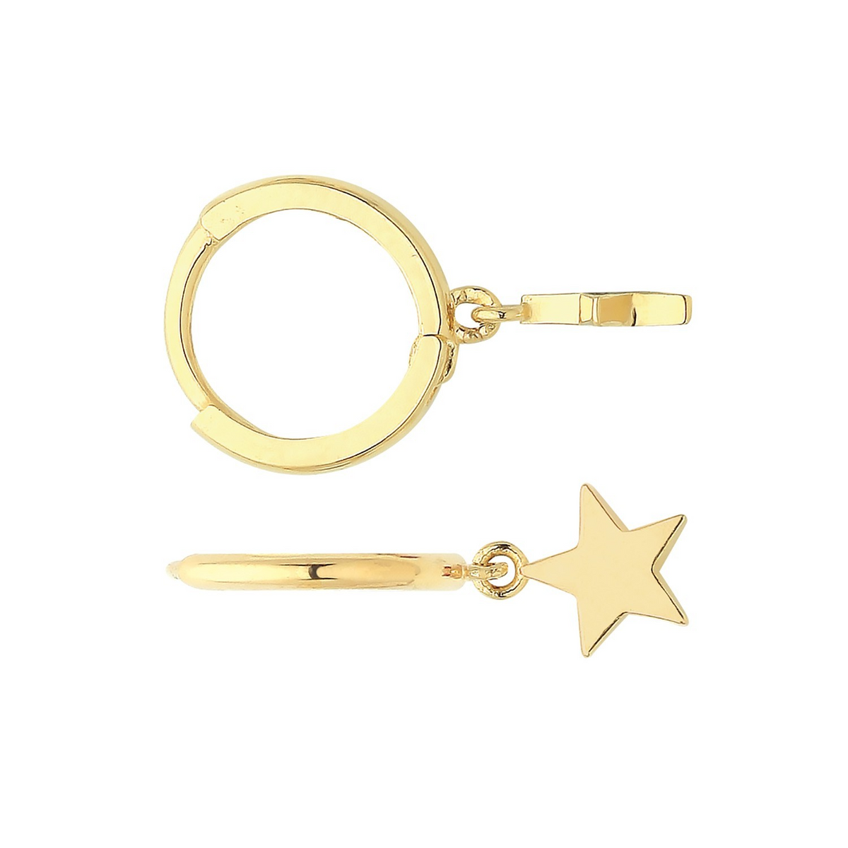 8mm Star Hoop Drop Earrings 9ct Yellow Gold 375 Hallmarked Brand New