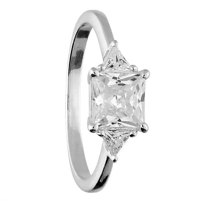 Cushion Cluster Ring Sterling Silver 925 Hallmark British Made Size L - Q