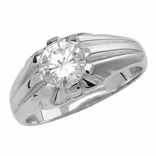 Men's Sterling Silver Solitaire Ring Engagement Gents 925 Hallmark Sizes O - Z