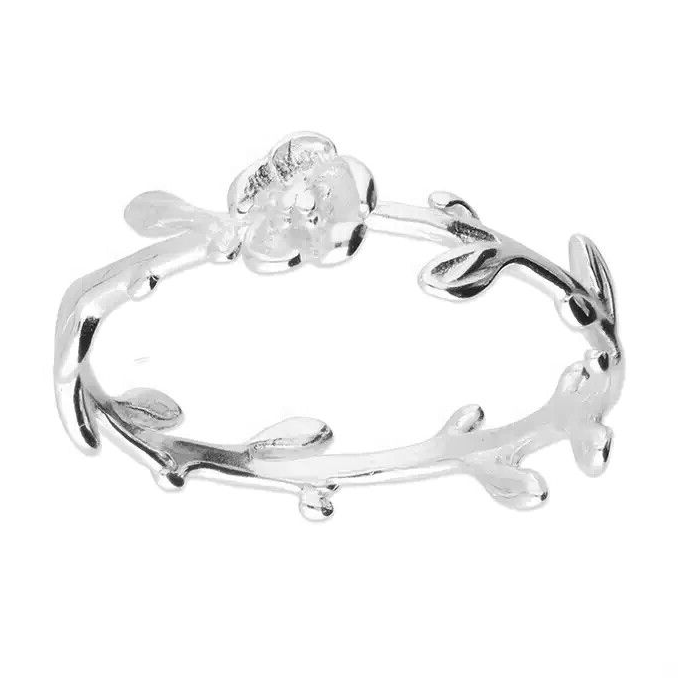 Leaf Ring Sterling Silver 925 Hallmarked British Made Size J - R